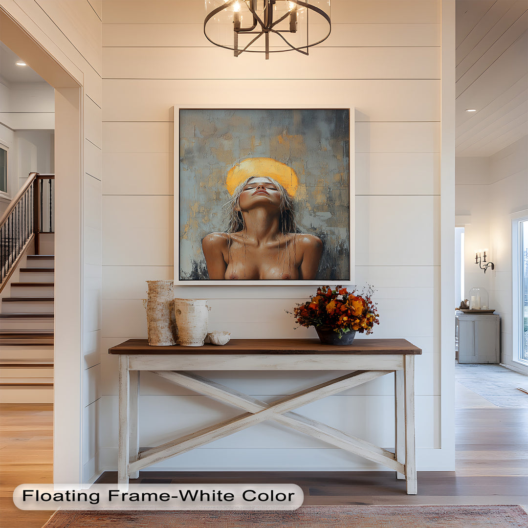 Haloed Grace – Ethereal Nude Portrait Oil Painting