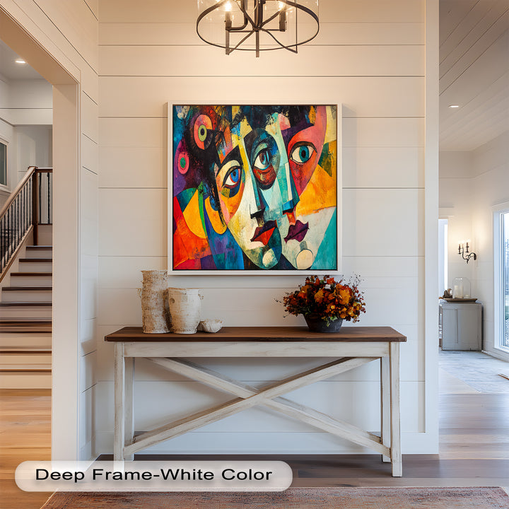 Entwined Visions Oil Painting – Fauvist Dual-Face Expressionism