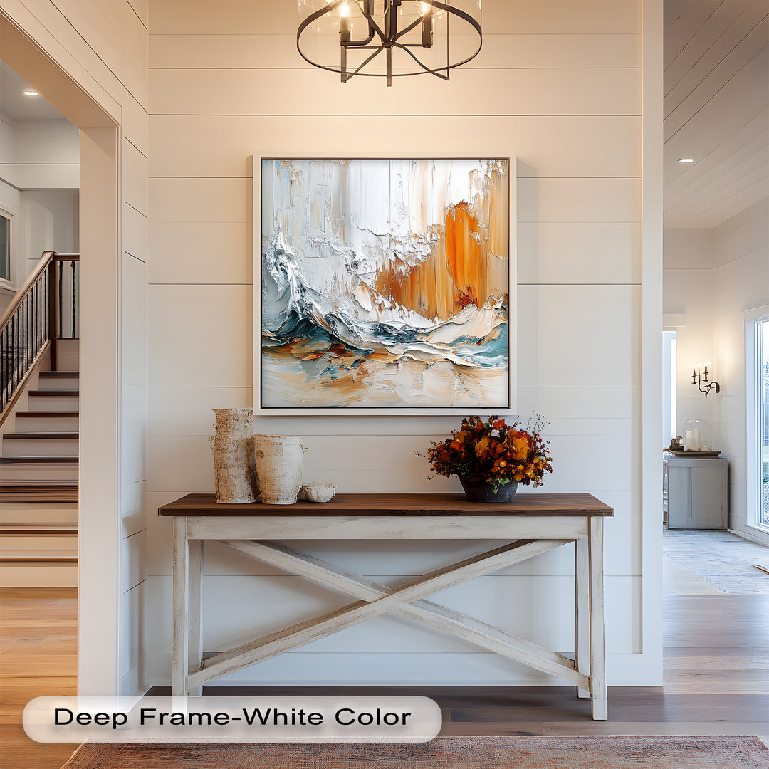 Elemental Surge – Abstract Ocean Cliff Oil Painting