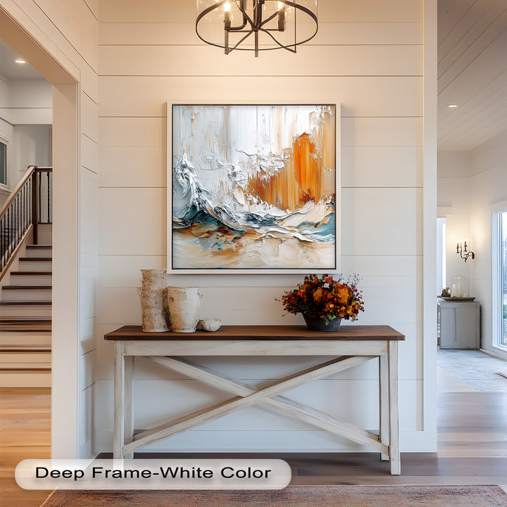 Elemental Surge – Abstract Ocean Cliff Oil Painting