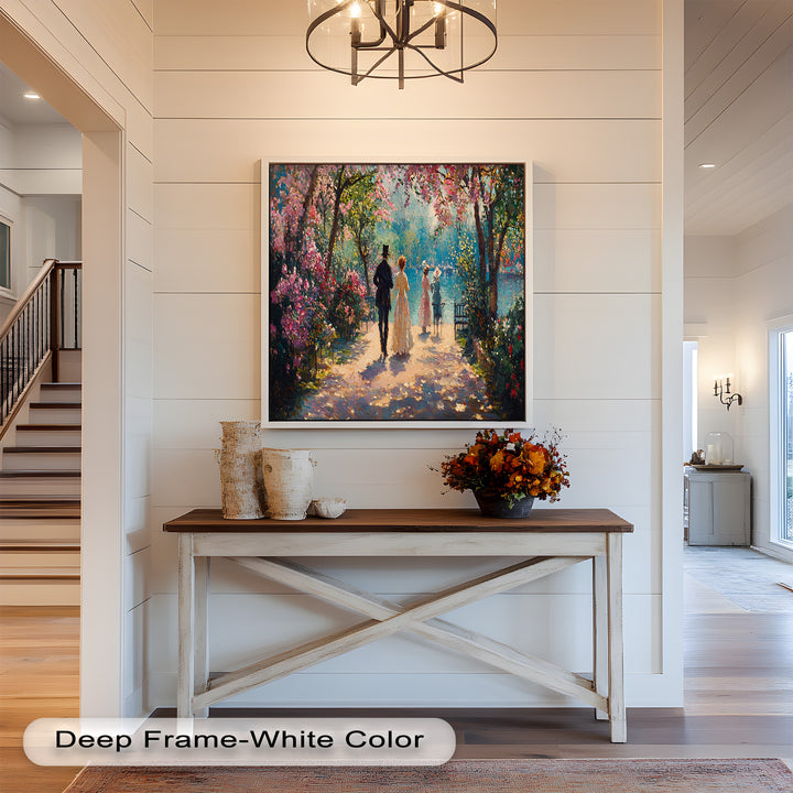 Springtime Promenade – Romantic Garden Path Impressionist Oil Painting