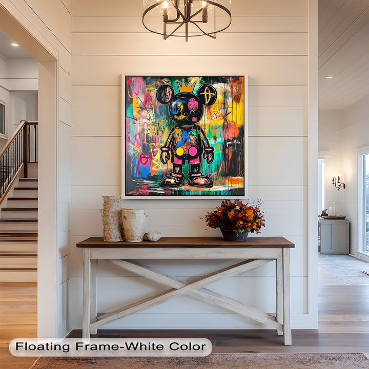 Crowned Chaos – Neon Royal KAWS Oil Painting