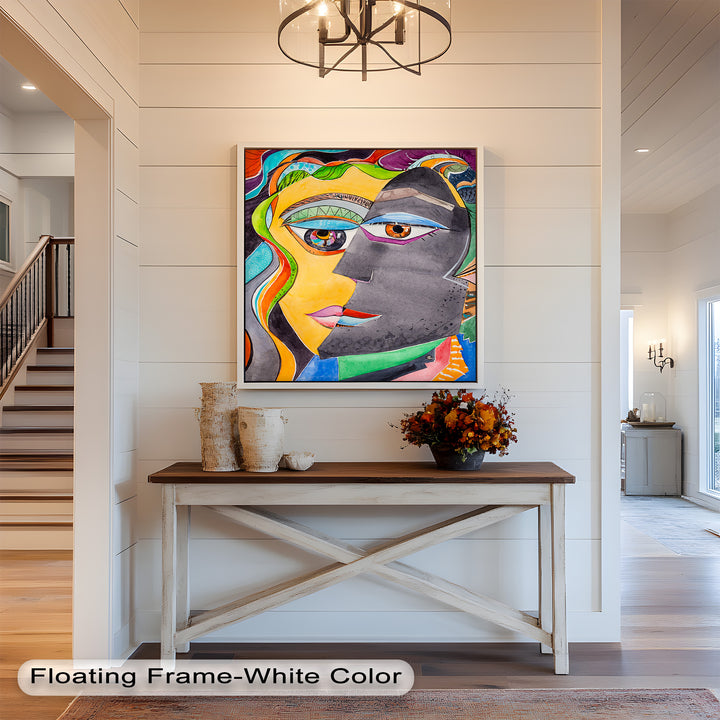 Dual Visions – Vibrant Abstract Faces Picasso Oil Painting