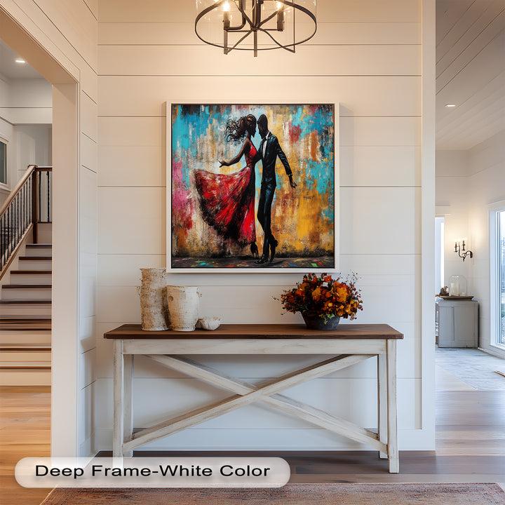 Whirl of Passion – Dancing Lovers in Red Love Oil Painting
