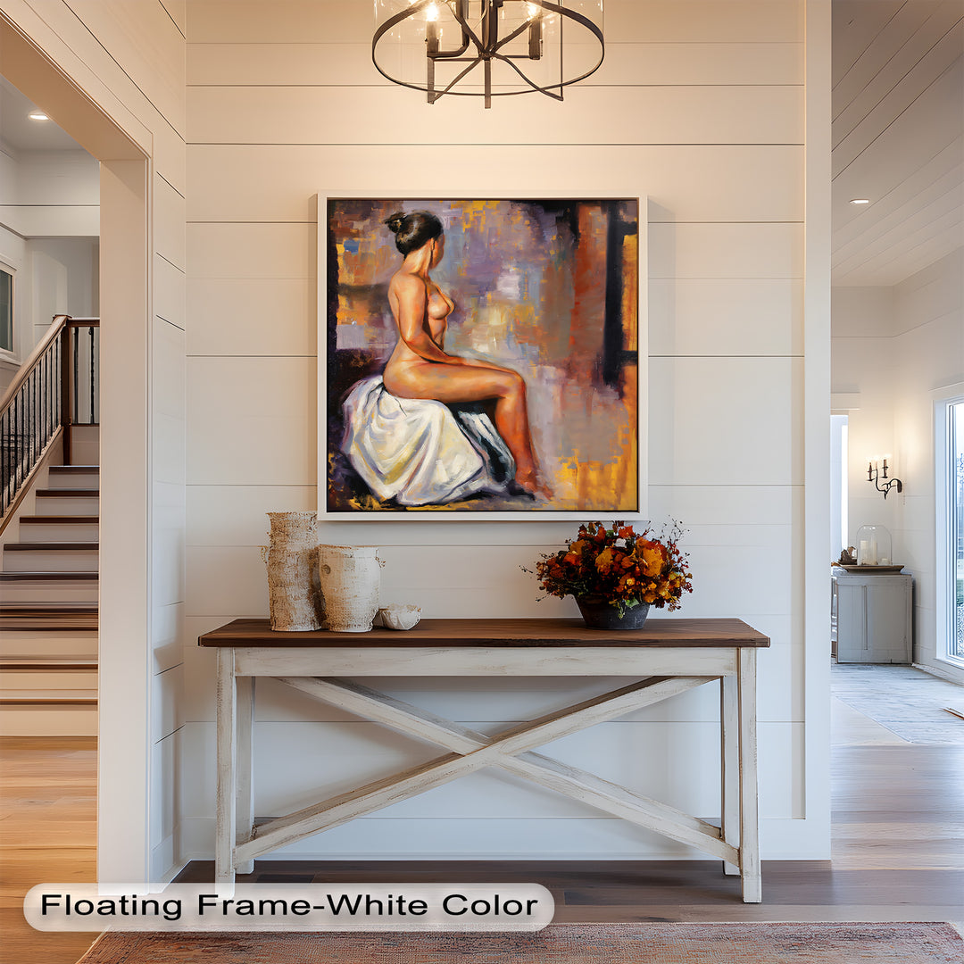 Poised in Silence – Figurative Nude Abstract Oil Painting