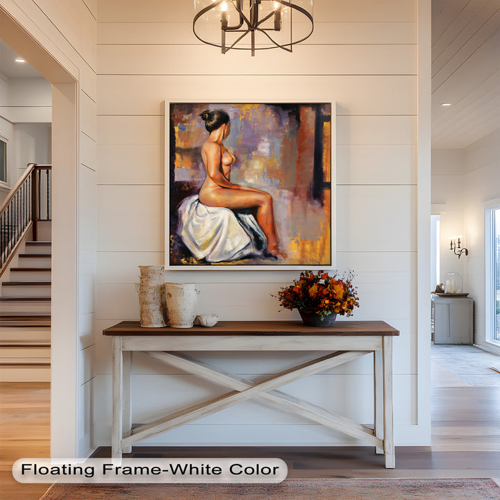Poised in Silence – Figurative Nude Abstract Oil Painting