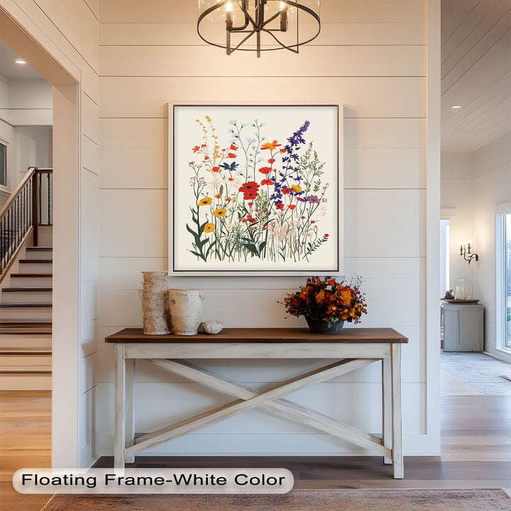 Wild Meadow Bloom – Farbenfrohes botanisches Ölgemälde im Boho-Stil