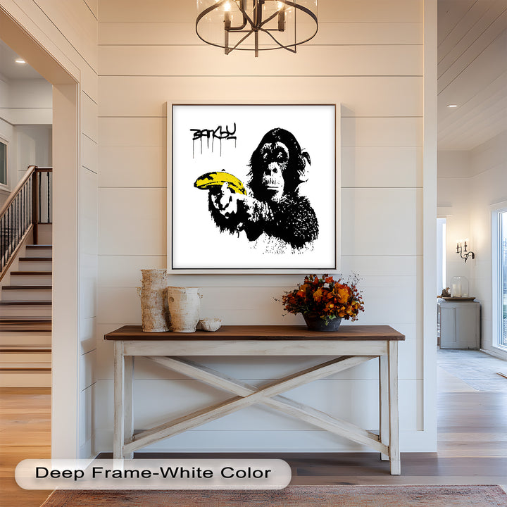 Monkey with Banana Gun – Satirical Banksy Oil Painting