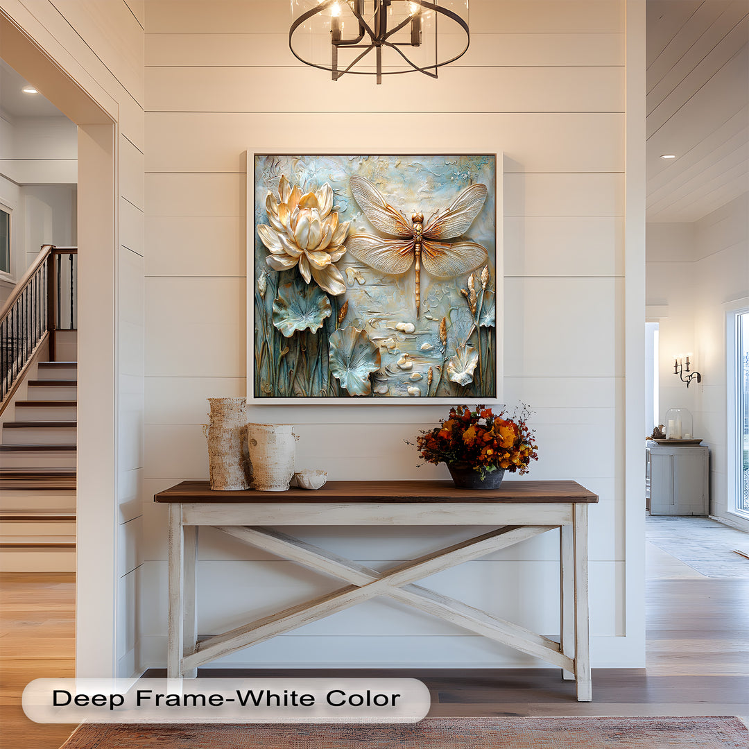 Retro Dragonflies and Flowers – Elegant Nature-Inspired Oil Painting