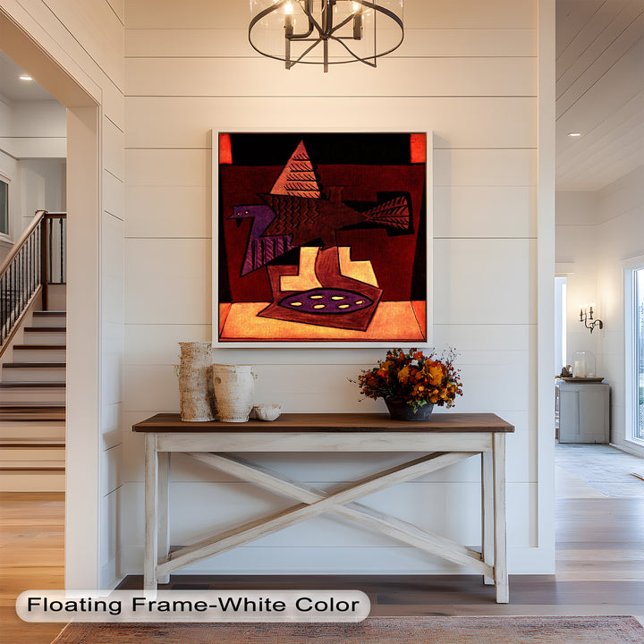 Geometric Bird Abstract Wall Art – Modern Cubist Oil Painting