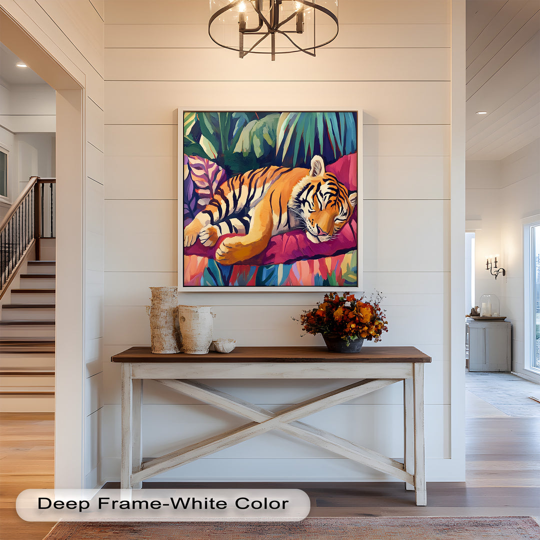 Resting Tiger Oil Painting – Fauvist Jungle Art