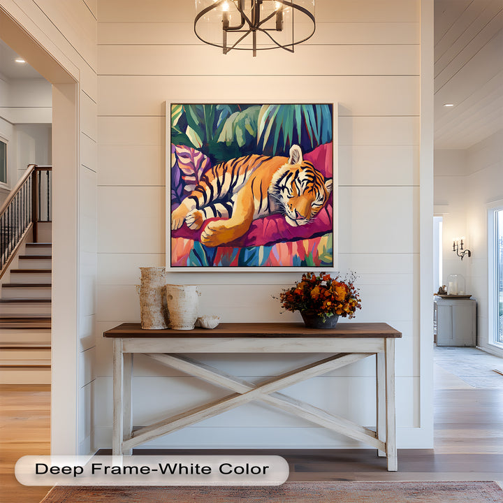 Resting Tiger Oil Painting – Fauvist Jungle Art