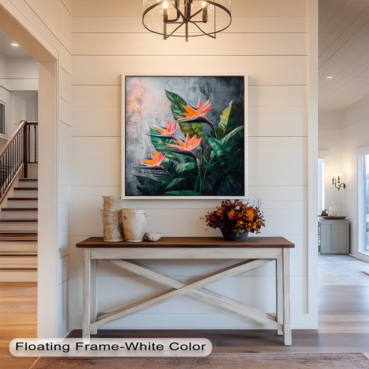 Tropical Flame – Bird of Paradise Botanical Oil Painting