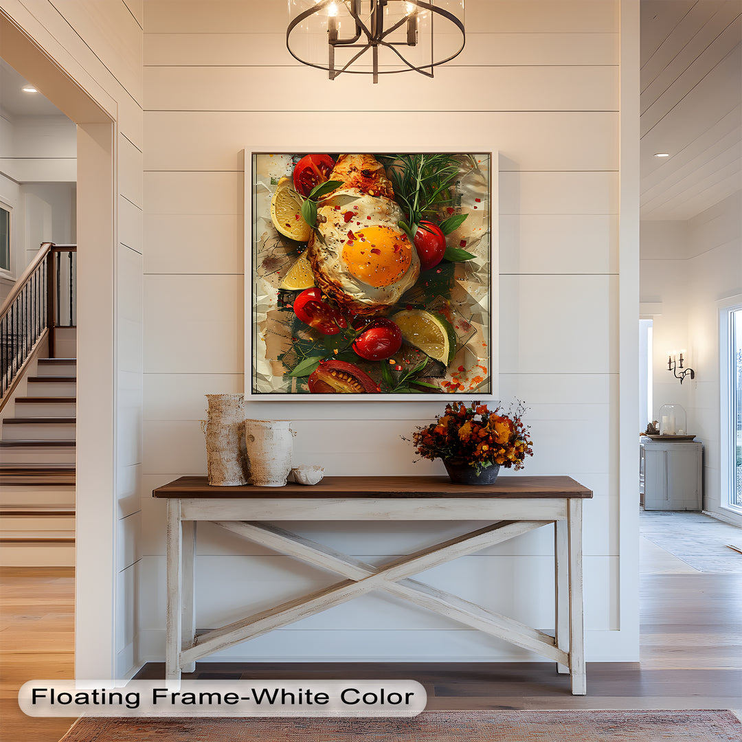 Spiegelei und Brathähnchen mit Kräutern - Food Painting