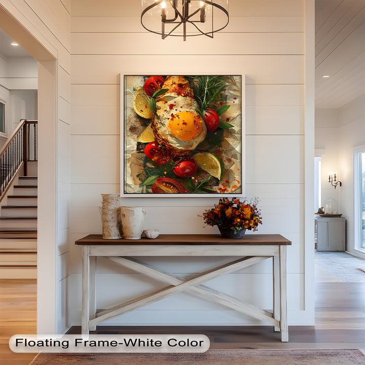 Spiegelei und Brathähnchen mit Kräutern - Food Painting