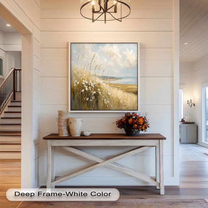 Wildflower Field Landscape – Serene Coastal Oil Painting