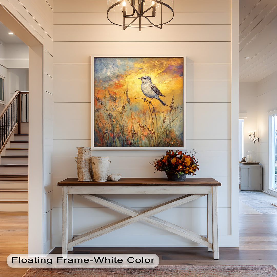Twilight Songbird – Expressive Bird Oil Painting
