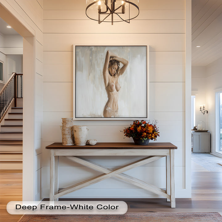 Still Grace – Serene Nude in Soft Neutral Oil Painting