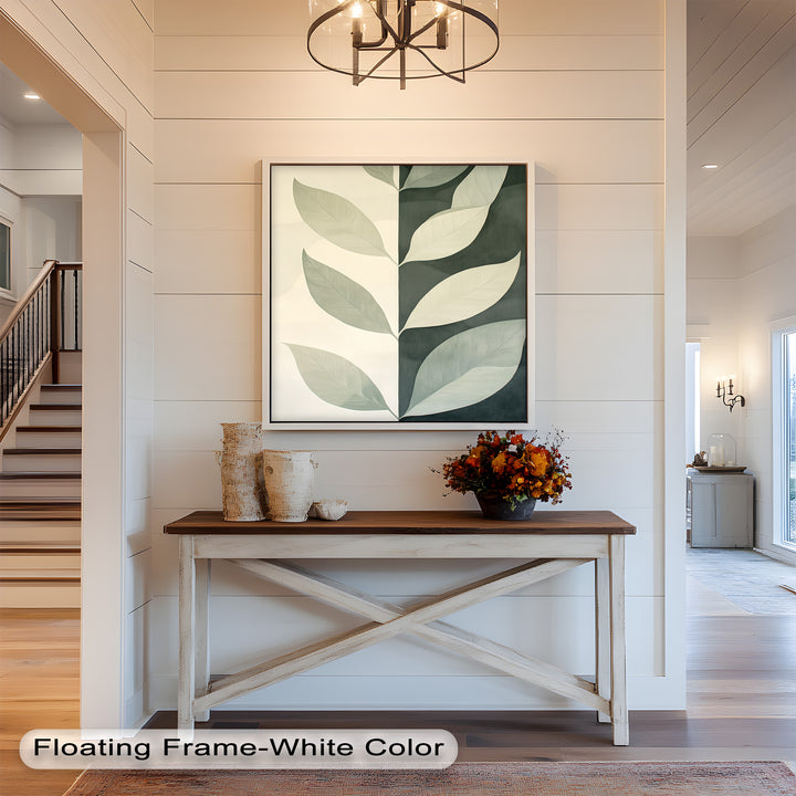 Minimalist Leaf  – Monochrome Botanical Oil Painting
