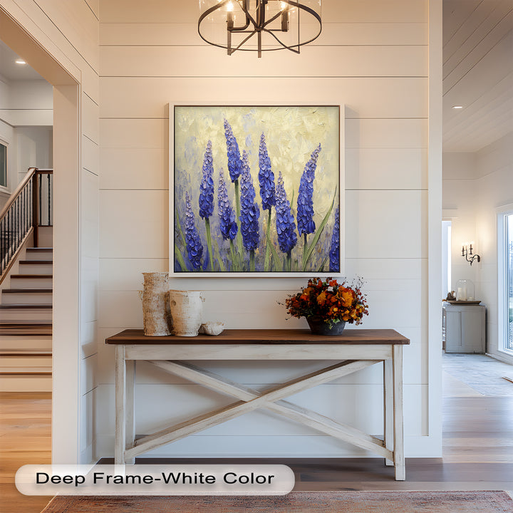 Lavender Spires in Bloom – Purple Blossom Flower Oil Painting