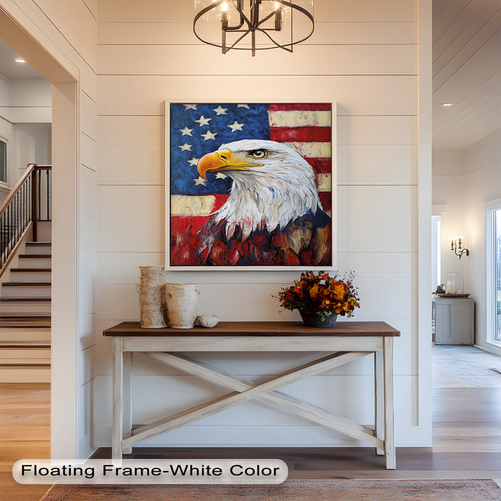 Amerikanischer Weißkopfseeadler Portrait - Patriotisches Ölgemälde