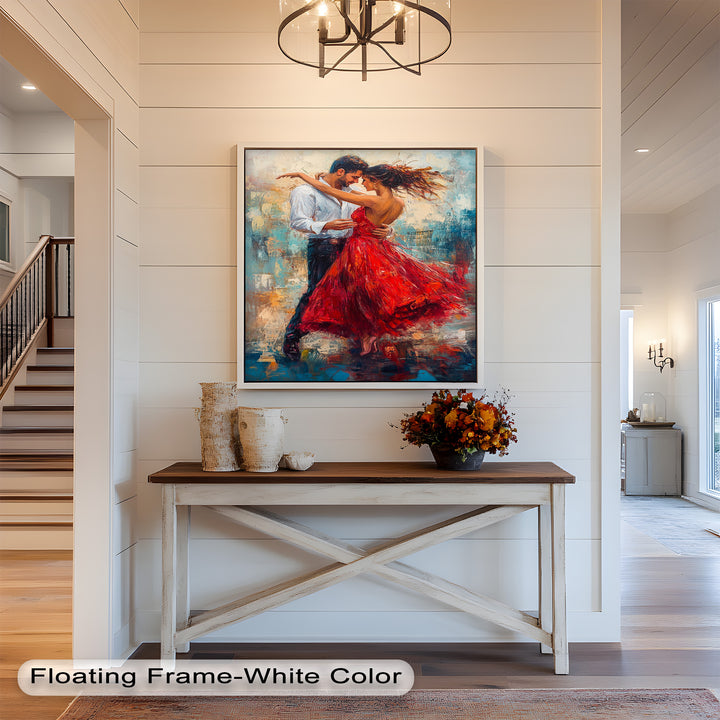 Flamenco Fire – Romantic Couple in Red Dress Oil Painting