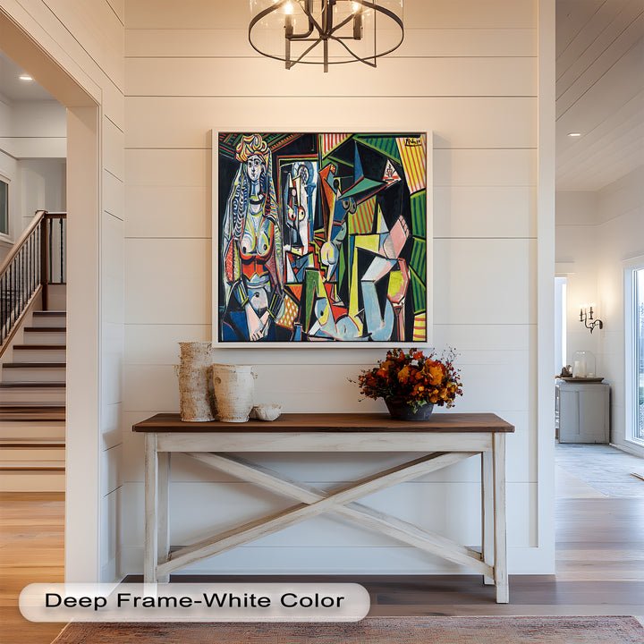 The Mirror Within – Bold Cubist Interior Picasso Oil Painting
