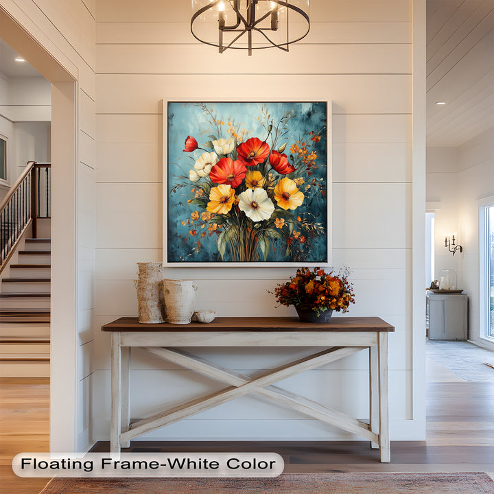 Vibrant Harmony – Multicolored Bloom Bouquet Flower Oil Painting