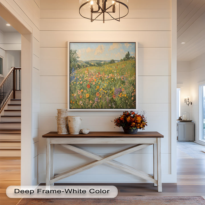Wildflower Field Impressionist – Framed Landscape Oil Painting