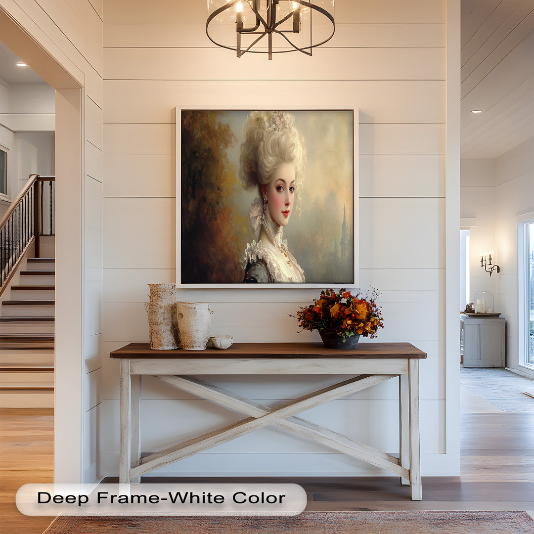 Rococo Grace Oil Painting – Portrait of a Noblewoman in Ivory Lace