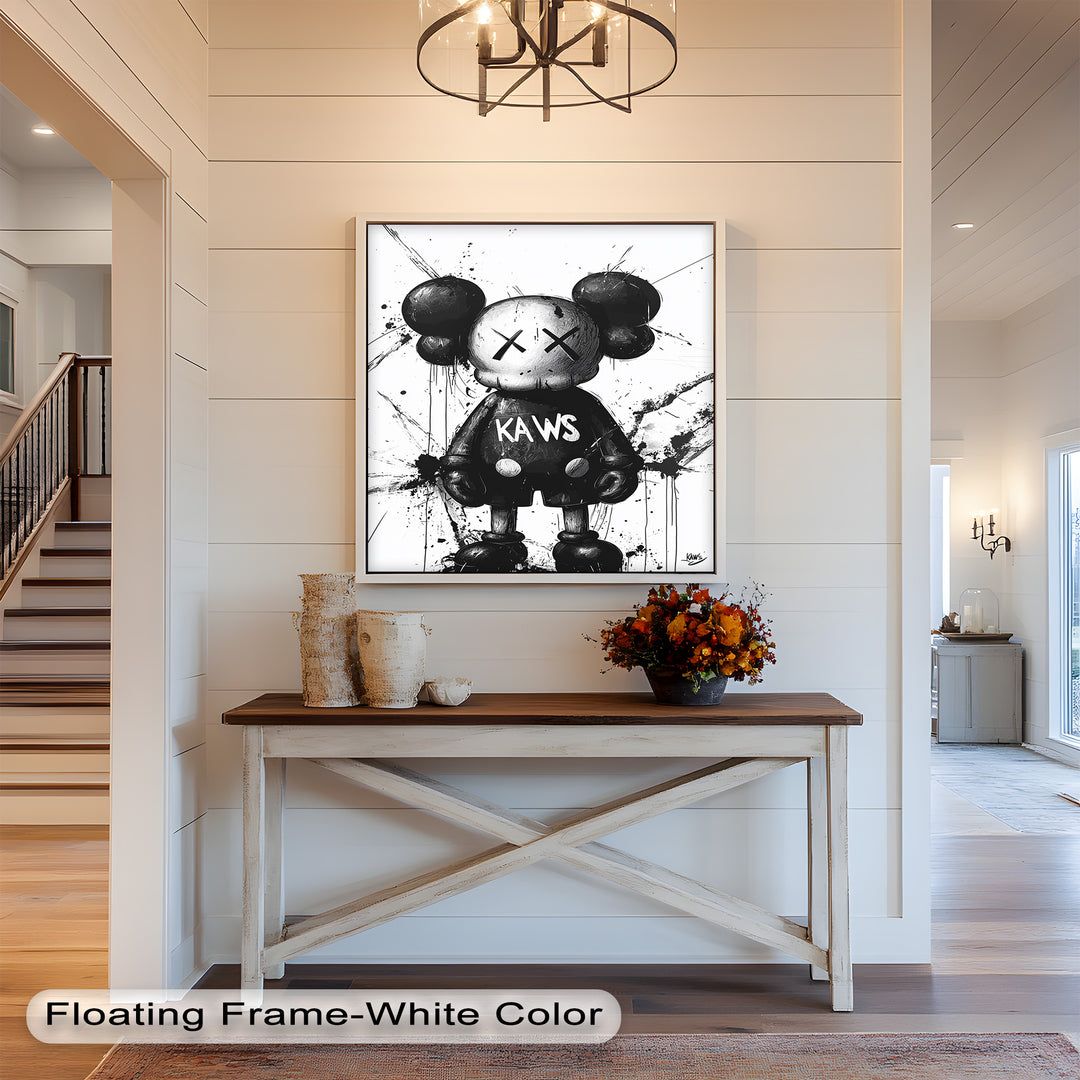 Black & White Figure – KAWS Graffiti Oil Painting
