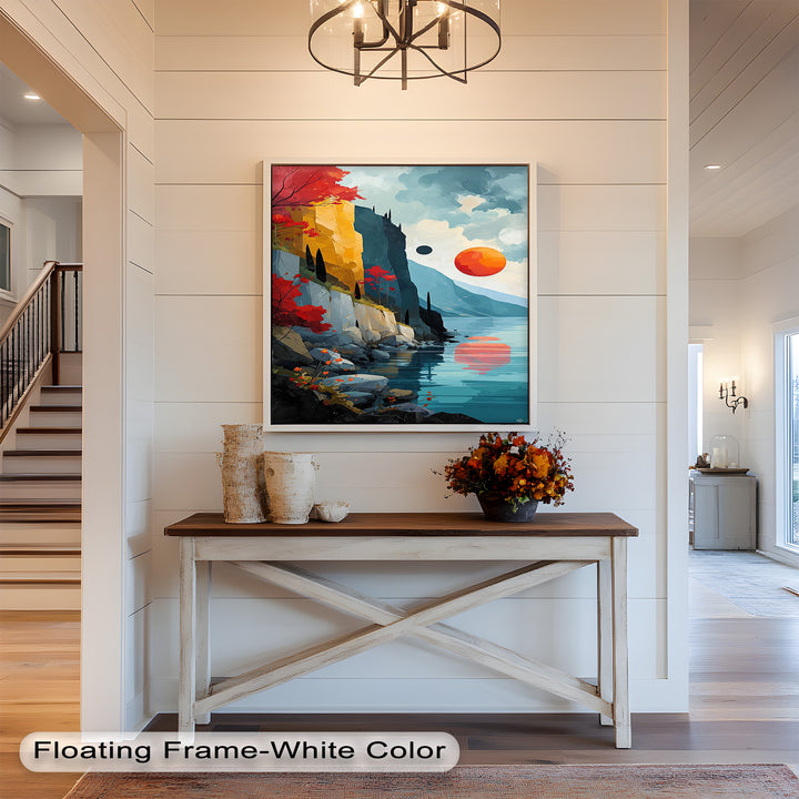 Celestial Cliffs – Surreal Coastal Landscape Picasso Oil Painting