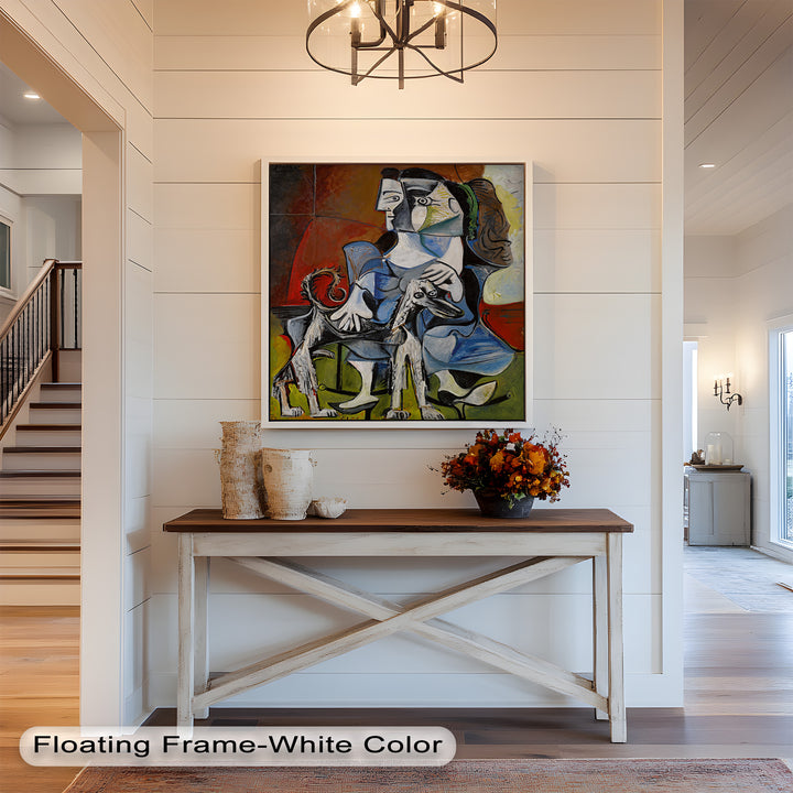 Loyal Companion – Picasso Style Woman with Dog Oil Painting