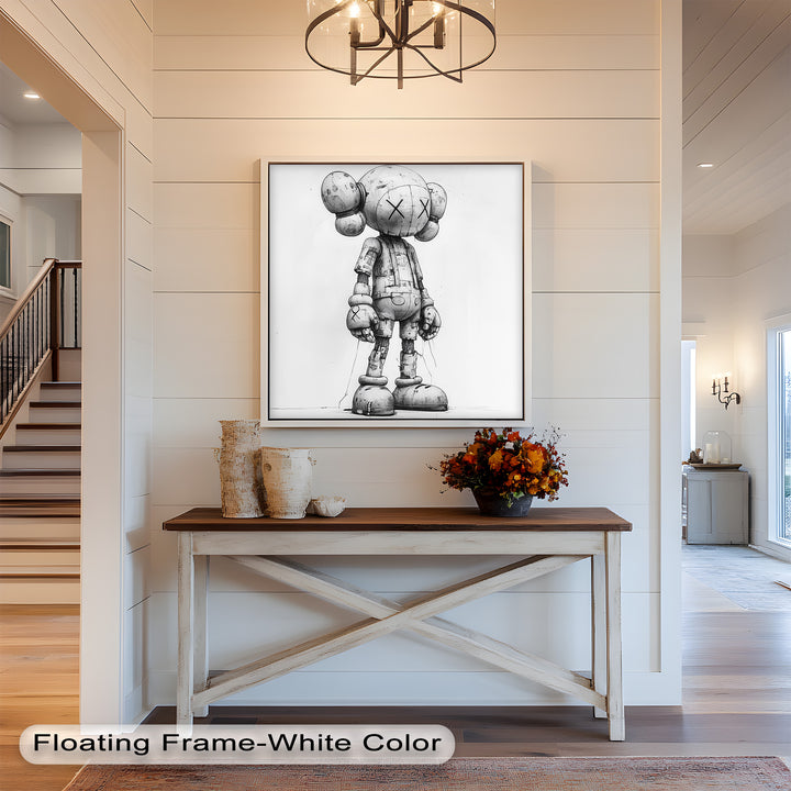 Timber Companion – Monochrome KAWS Oil Painting