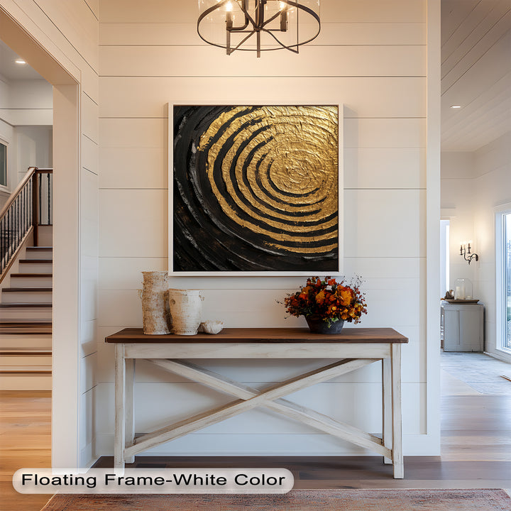 Golden Ripple Radiance – Luxuriöses abstraktes Ölgemälde