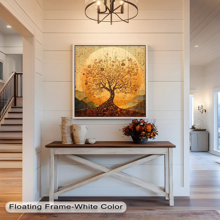 Tree of Light – Radiant Abstract Golden Tree Oil Painting