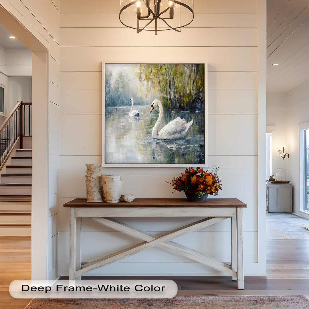 Swans on the Lake – Animal Oil Painting