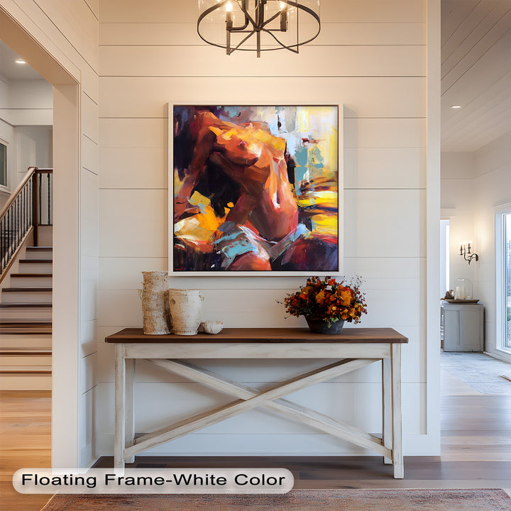 Ember Silhouette – Bold Abstract Nude Oil Painting