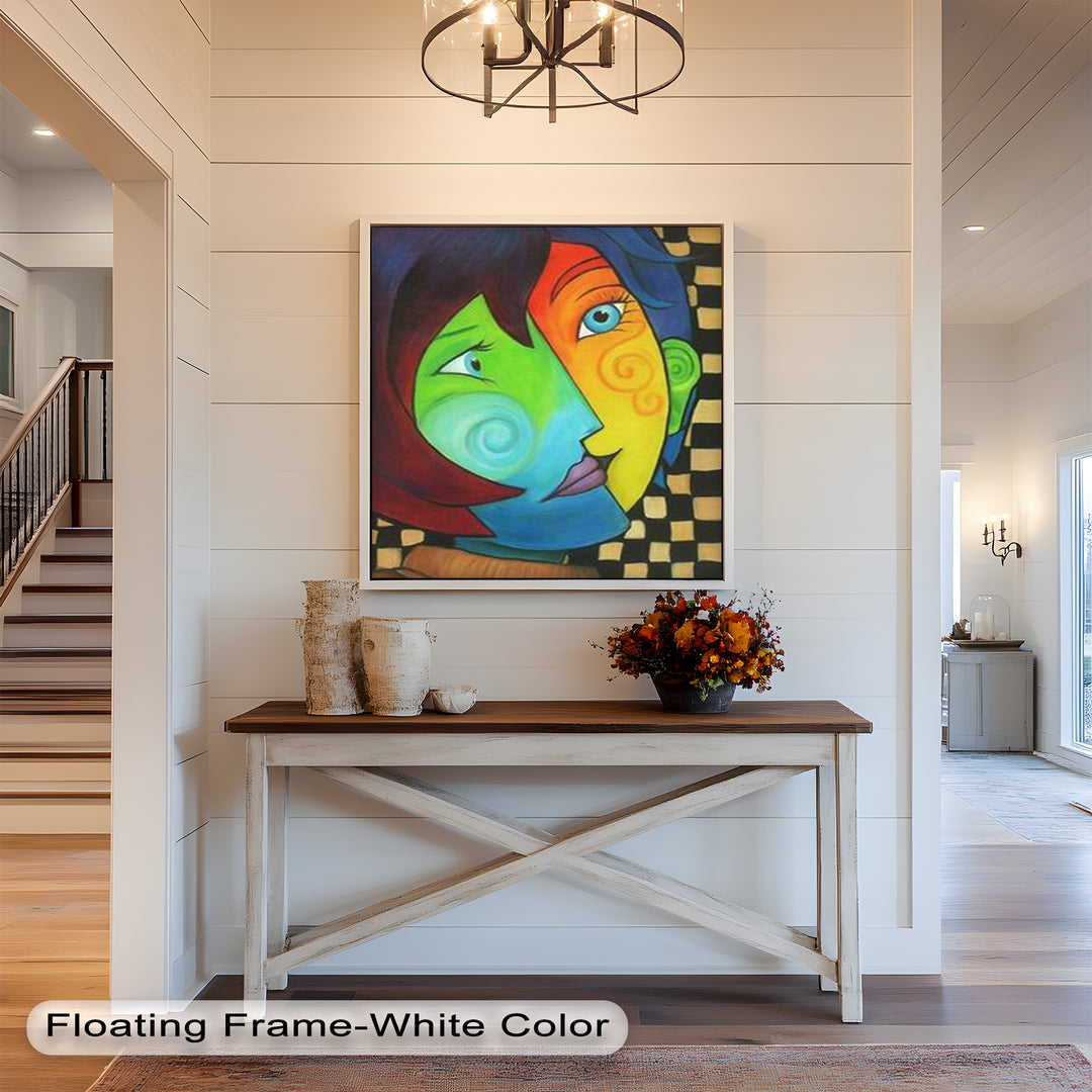 Colorful Duality – Surreal Portrait Fusion in Picasso Oil Painting