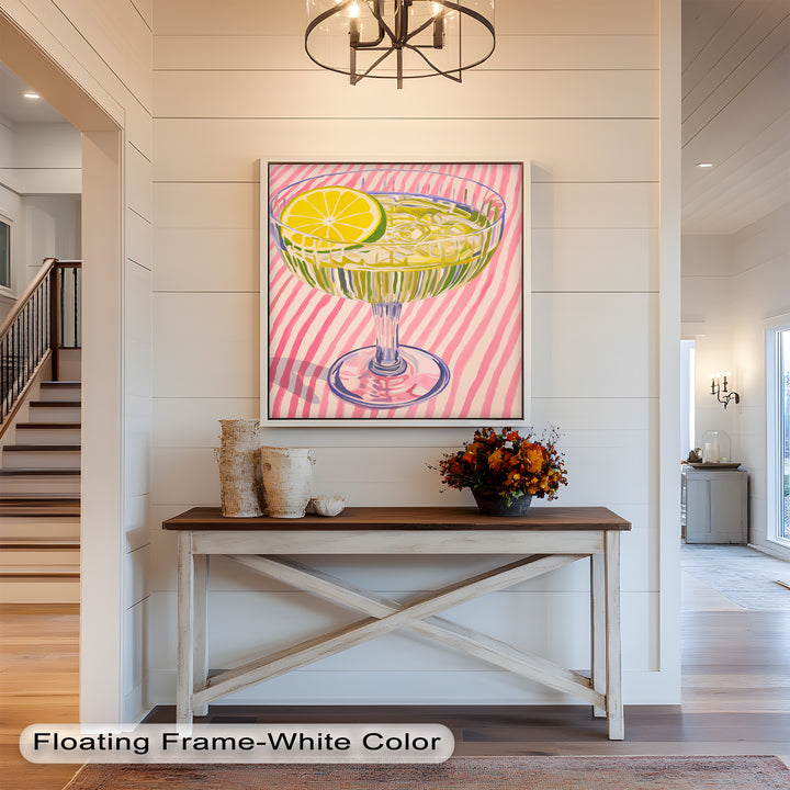 Lime Cocktail Pop Art – Modern Pink Kitchen Decor Oil Painting