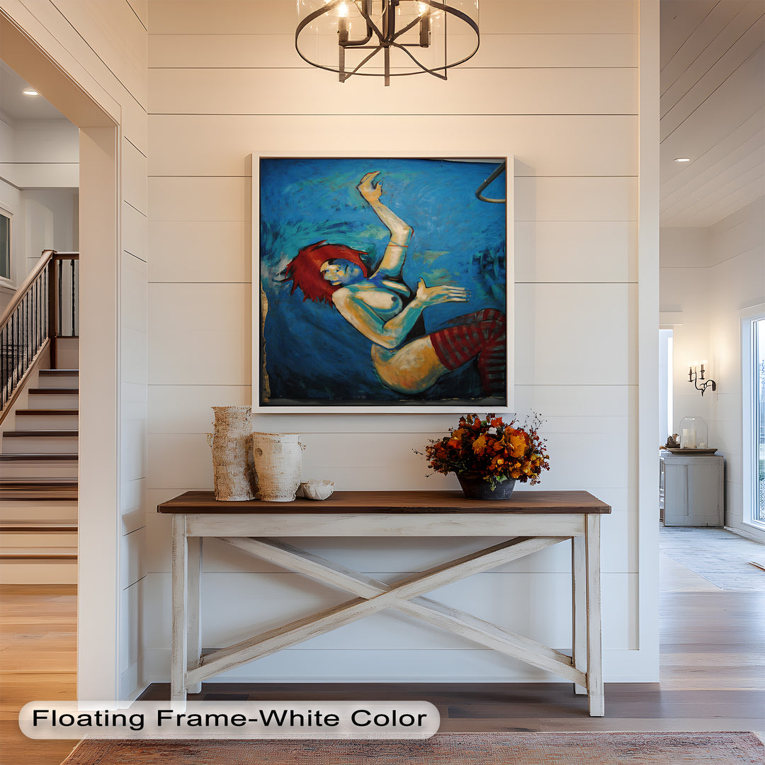 Descent in Blue – Expressionist Female Nude Picasso Oil Painting