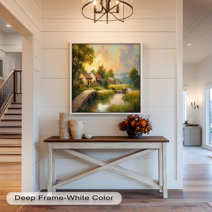 Landscape in Autumn – Serene Countryside Oil Painting