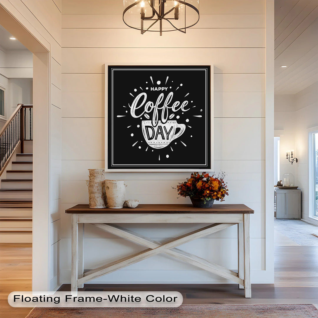 Happy Coffee Day – Fun Typography Oil Painting - MyPhotoStation