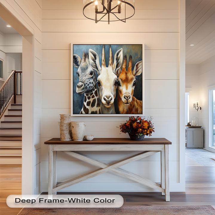 Trio of Giraffes – Animal Oil Painting