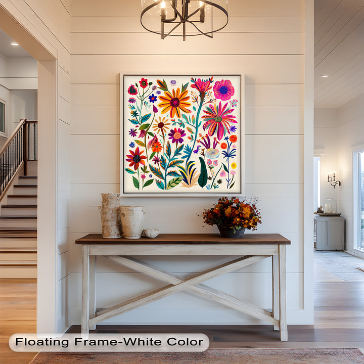 Wild Bloom Symphony – Vibrant Botanical Oil Painting
