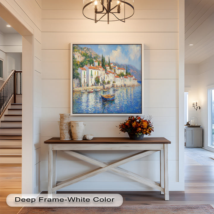 Sunlit Mediterranean Village – Coastal Impressionist Oil Painting
