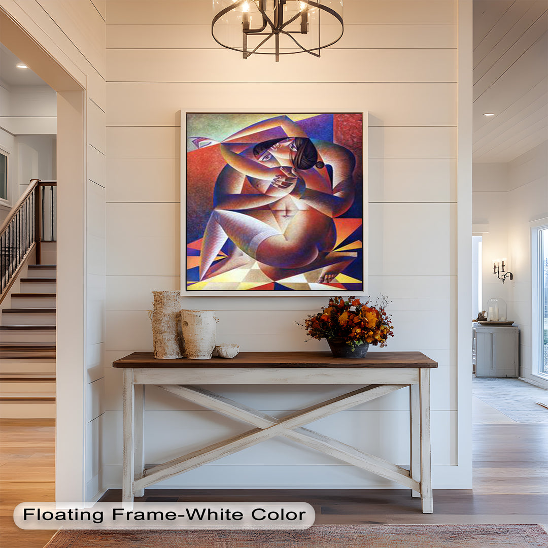 Entwined Forms – Abstract Lovers in Geometric Harmony Picasso Oil Painting