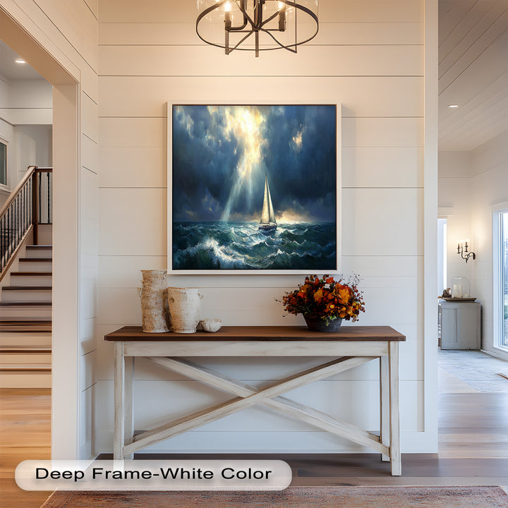 Stormy Horizon – Boat Oil Painting