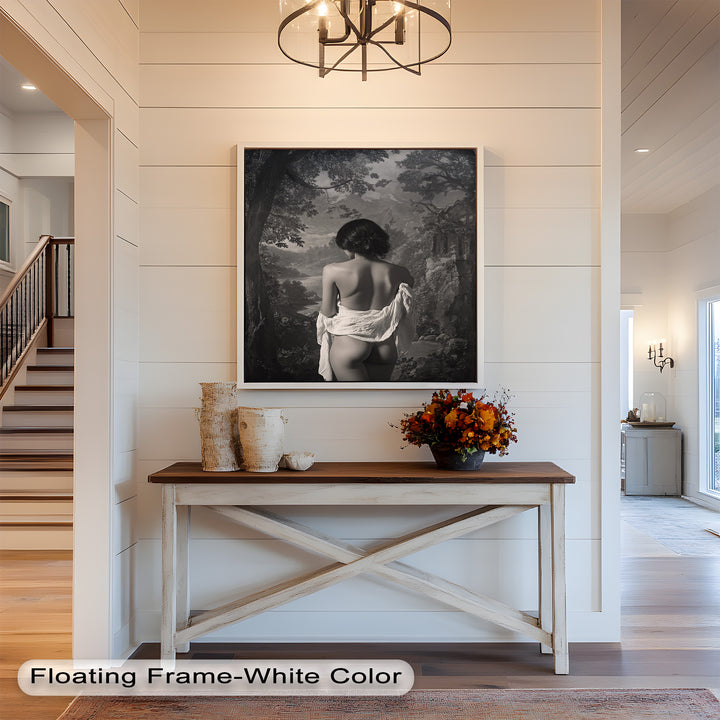 Silent Reverie – Classical Nude in Monochrome Oil Painting