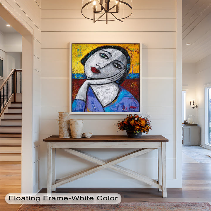Quiet Reflection – Textured Modern Portrait Picasso Oil Painting